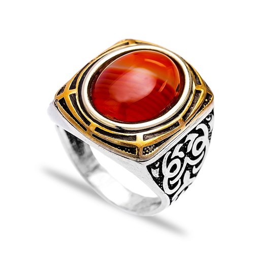 Agate Authentic Men Ring Wholesale Handmade 925 Sterling Silver